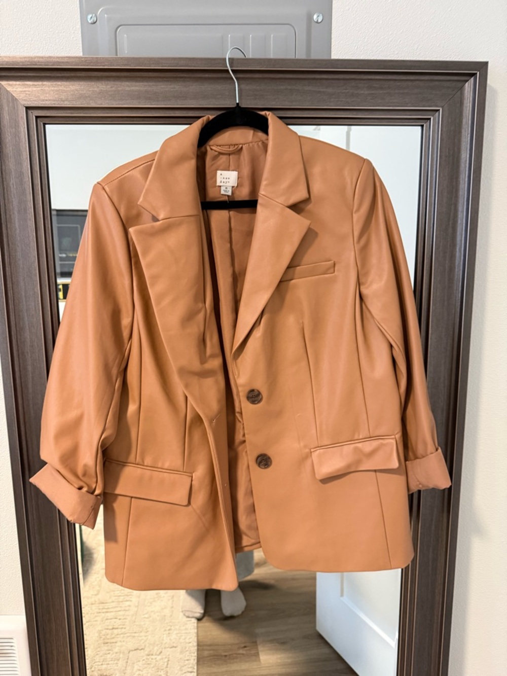 a new day Tan Faux Leather Blazer Jacket